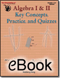 Algebra I & II Key Concepts, Practice, and Quizzes - eBook
